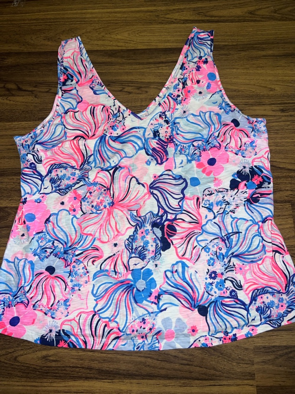 Lilly Pulitzer Pink, Blue & White Floral Sleeveless Tank